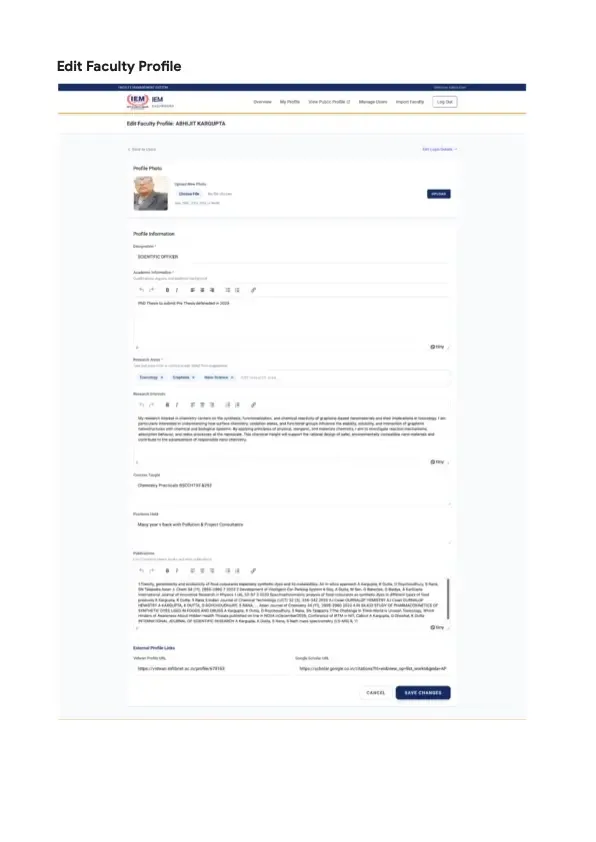 IEM-UEM Faculty Management System