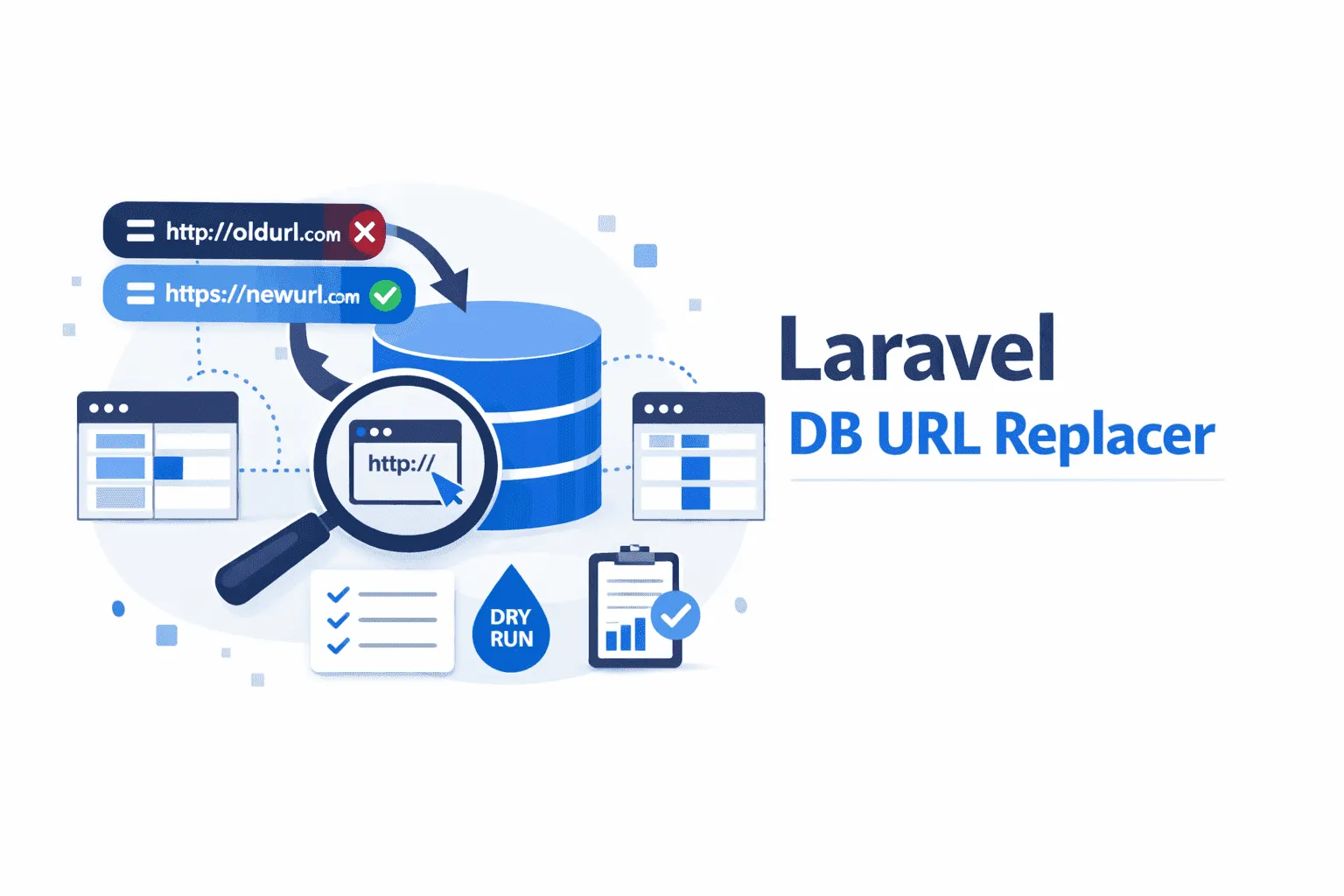 Laravel DB URL replacer